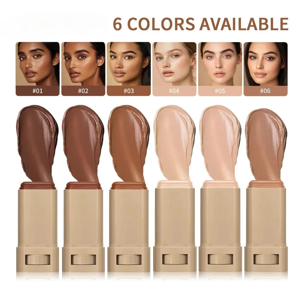 6Color Tinted Foundation Cream Stick Waterproof Lasting Oil-Control Cover Acne Makeup Smooth Moisturize Concealer Serum Balm